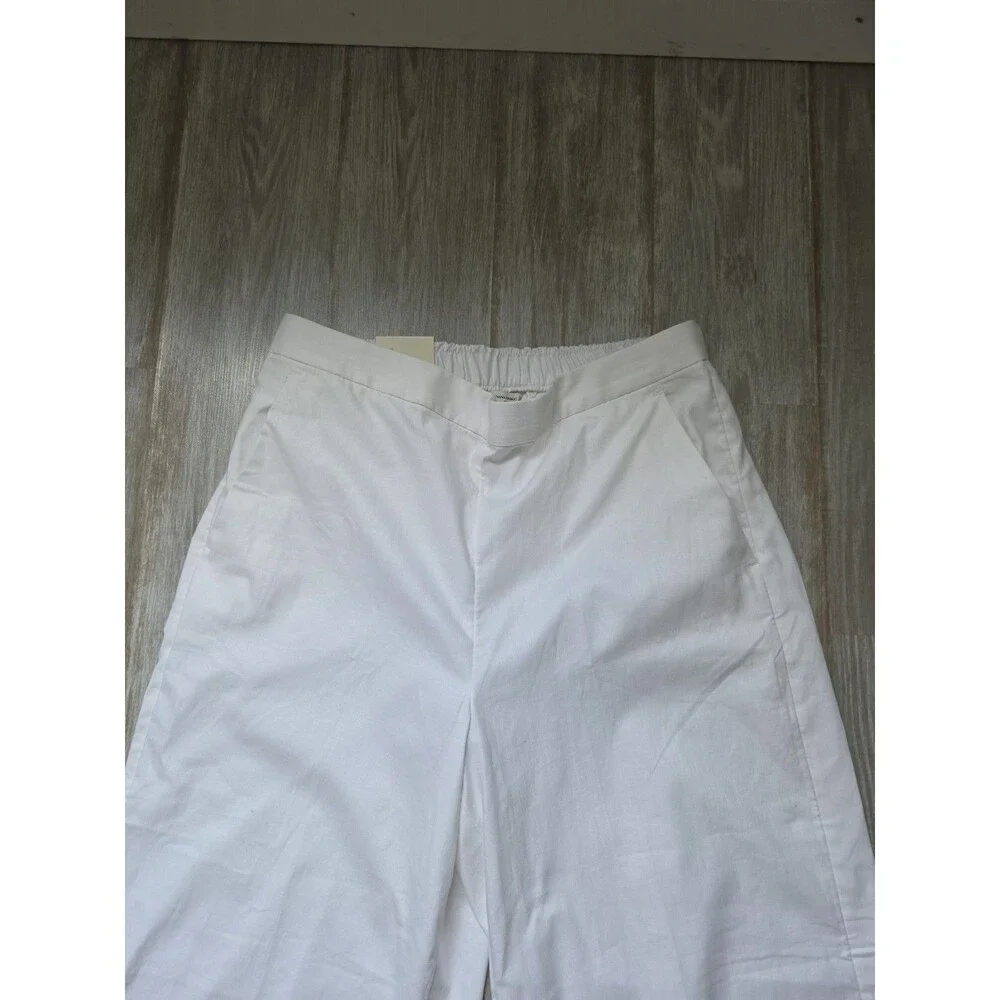 NWT Banana Republic Hayden Wide Leg Pants White Pull On Stretch Womens L DEFECTS